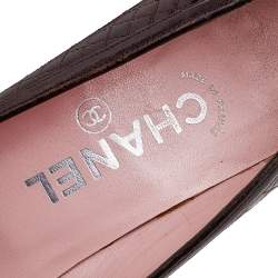 Pre Owned Chanel Brown Quilted Leather Block Heel Pumps Size 37.5
