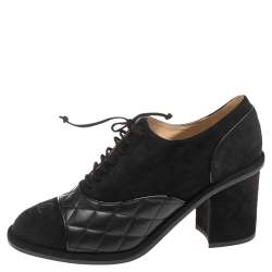 Chanel Black Suede And Leather Booties Size 39.5 