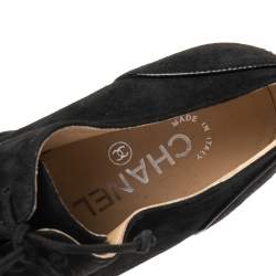 Chanel Black Suede And Leather Booties Size 39.5 