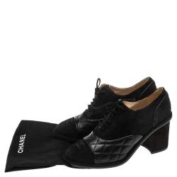 Chanel Black Suede And Leather Booties Size 39.5 