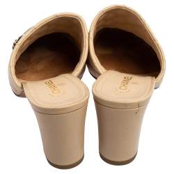 Pre Owned Chanel Beige Quilted Leather Chain Link Mules Size 38