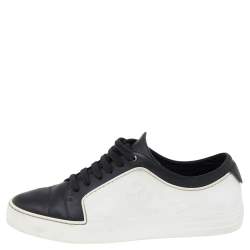 Pre Owned Chanel White/Black Leather And Rubber CC Low Top Sneakers Size 38.5