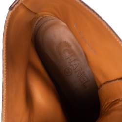 Chanel Brown CC Leather English Countryside Quilted Strap Ankle Boots Size 41.5