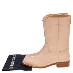 Chanel Beige Leather CC Mid Length Boots Size 39