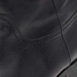 Chanel Black Leather CC Mid Calf Boots Size 38.5