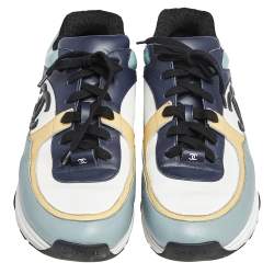 Pre Owned حذاء رياضي شانيل جلد وجلد لامع متعدد الألوان بالشعار ورباط مقاس 45