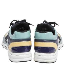 Pre Owned حذاء رياضي شانيل جلد وجلد لامع متعدد الألوان بالشعار ورباط مقاس 45