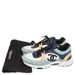 Pre Owned حذاء رياضي شانيل جلد وجلد لامع متعدد الألوان بالشعار ورباط مقاس 45