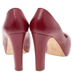 Chanel Red/Pink Leather CC Cap Toe Block Heel Platform Pumps Size 35.5
