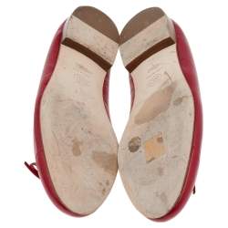 Pre Owned Chanel Red Leather CC Bow Ballet Flats Size 40.5