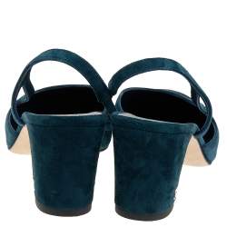مملوكة مسبقًا Chanel Blue/Black Suede CC Slingback Sandals Size 40