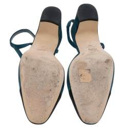 مملوكة مسبقًا Chanel Blue/Black Suede CC Slingback Sandals Size 40