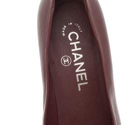 Chanel Brown Leather CC Pearl Embellished Heel Pumps Size 38
