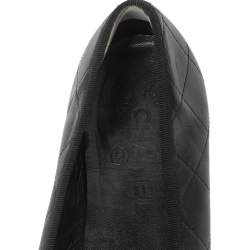 Pre Owned Chanel Black Quilted Leather And Patent CC Ligne Cambon Ballet Flats Size 40