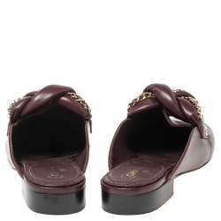 مملوكة مسبقًا حذاء سلايد شانيل جلد أسود مجدول بسلسلة مقاس 41