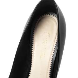 Pre Owned Chanel Black Leather CC Peep Toe Pumps Size 39