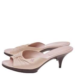 Chanel Light Pink Leather Open Toe Mule Sandals Size 39