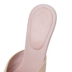 Chanel Light Pink Leather Open Toe Mule Sandals Size 39