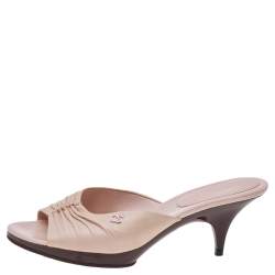 Chanel Light Pink Leather Open Toe Mule Sandals Size 39