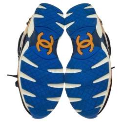 Pre Owned Chanel Multicolor Tweed And Leather Low Top Sneakers Size 36