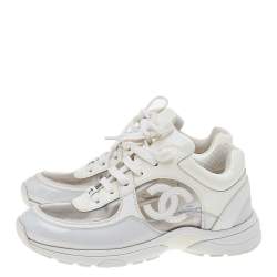 مملوكة مسبقًا حذاء رياضي شانيل سي سي بي في سي وجلد أبيض مقاس 37