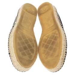 Pre Owned Chanel Black Satin and Fabric CC Flat Espadrilles Size 38