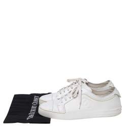 مملوكة مسبقًا حذاء رياضي شانيل جلد ومطاط أبيض رباط علوي مزين سي سي مقاس 38