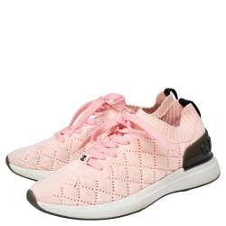 Pre Owned حذاء رياضي شانيل قماش تريكو وردي سي سي عنق منخفض مقاس 38