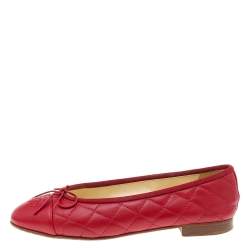 Leather ballet flats Chanel Red size 36 EU in Leather - 37394251