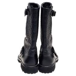 Chanel Black Quilted and Leather Mid-Calf Boots Size 40.5