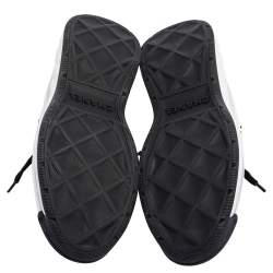 مملوكة مسبقًا Chanel White/Black Leather and Neoprene CC Low-Top Sneakers Size 39