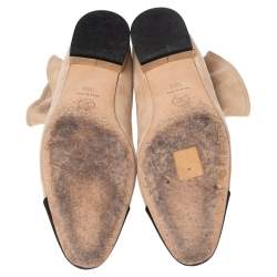 Chanel Beige/Black Suede and Satin Cap-Toe Ankle Boots Size 39.5