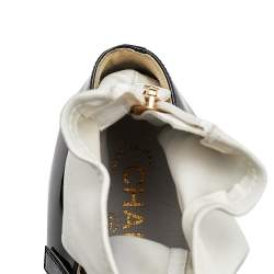 Chanel Black/White Patent and Leather Mary Jane Sock Boots Size 40