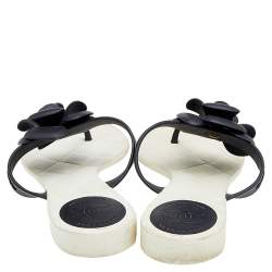 Chanel Black Jelly Camellia Thong Sandals Size 42