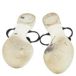 Chanel Black Jelly Camellia Thong Sandals Size 42