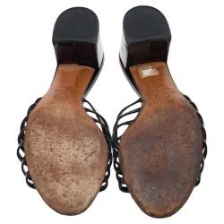 Chanel Black Leather CC Sandals Size 39
