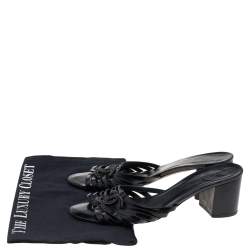 Chanel Black Leather CC Sandals Size 39