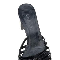 Chanel Black Leather CC Sandals Size 39