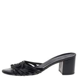 Chanel Black Leather CC Sandals Size 39