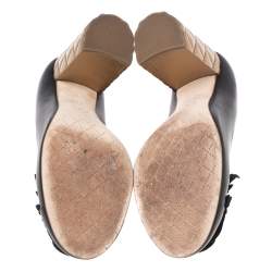 Pre Owned Chanel Black Leather Camellia Cap-Toe Quilted Heel Pumps Size 37