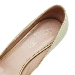 Pre Owned Chanel Metallic Olive Green Patent Leather CC Peep toe Pumps Size 40