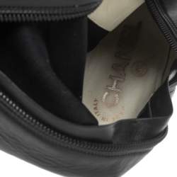 Chanel Black Leather CC Knee Length Boots Size 38.5 