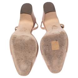 مملوكة مسبقًا Chanel Nude/Pink Leather and Patent Cap-Toe D'orsay Slingback Pumps Size 36