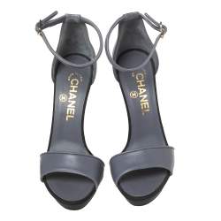 Chanel Lavender Leather Ankle-Strap Sandals Size 36