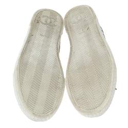 Chanel White Printed Fabric and Gold Lurex Cap Toe Low-Top Sneakers Size 41