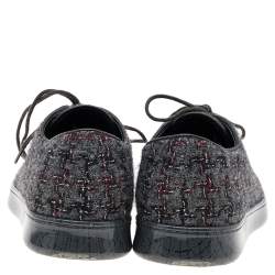 Pre Owned حذاء رياضى شانيل منخفض من أعلى غطاء مقدمة سى سى جلد وتويد رمادي مقاس 38 