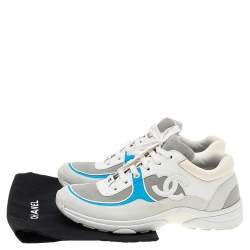 مملوكة مسبقًا Chanel Multicolor Suede, Leather And Fabric CC Low-Top Sneakers Size 38.5