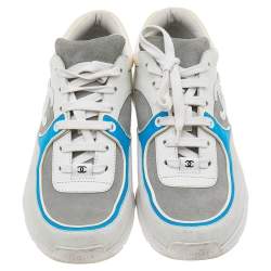 مملوكة مسبقًا Chanel Multicolor Suede, Leather And Fabric CC Low-Top Sneakers Size 38.5