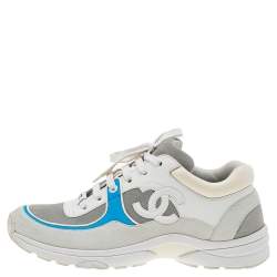 مملوكة مسبقًا Chanel Multicolor Suede, Leather And Fabric CC Low-Top Sneakers Size 38.5