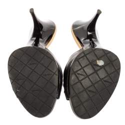 Pre Owned Chanel Black Pleated Leather Slide Sandals Size 41.5